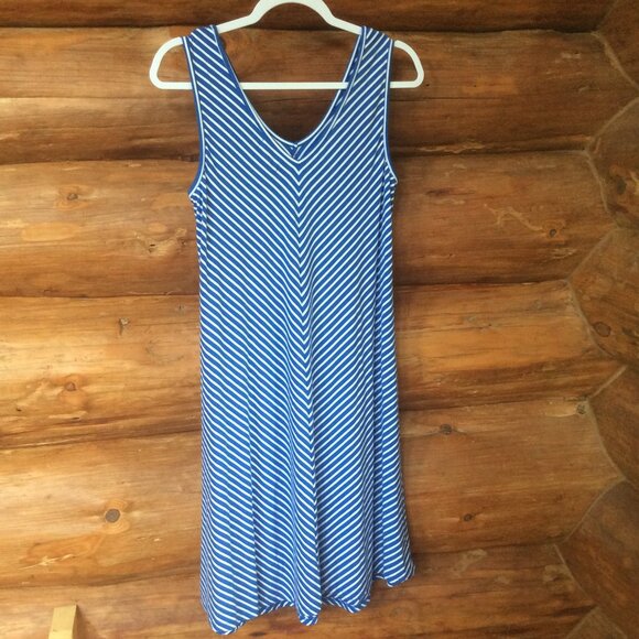 Cupio Blush Blue & White Stripe Sleeveless Nautical Beachy Sundress Size Medium - Picture 2 of 5